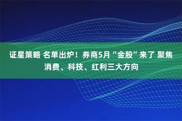 证星策略 名单出炉！券商5月“金股”来了 聚焦消费、科技、红利三大方向
