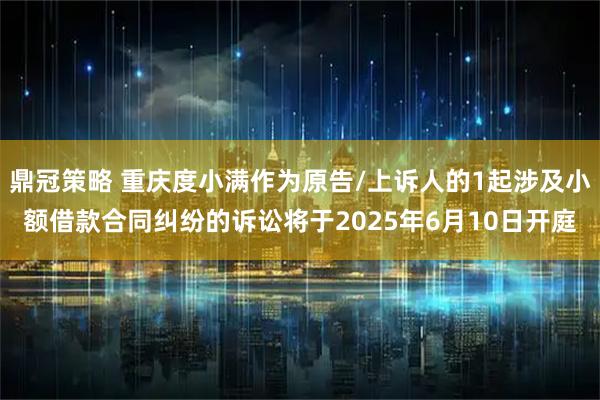 鼎冠策略 重庆度小满作为原告/上诉人的1起涉及小额借款合同纠纷的诉讼将于2025年6月10日开庭